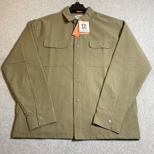 Sovereign Code Ivan Shirt Men's Large Olive Green Textured Grid Button Up NWT